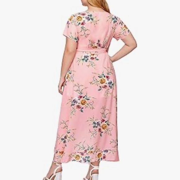 🔥 5 for $25 | Asymmetric Pink Floral Wrap Dress | Size 1X (Runs Small) - Picture 9 of 11